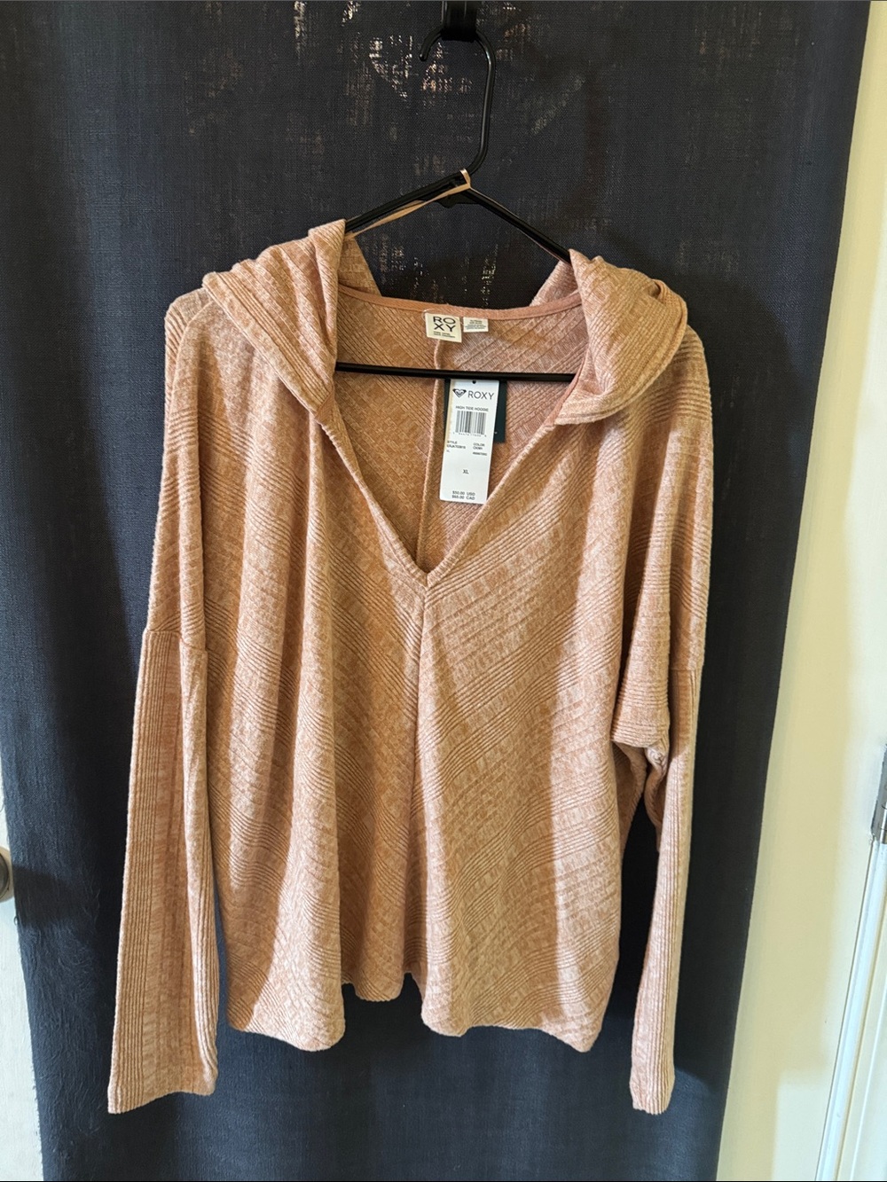 Roxy Dusty Rose V-Neck Hooded Pullover